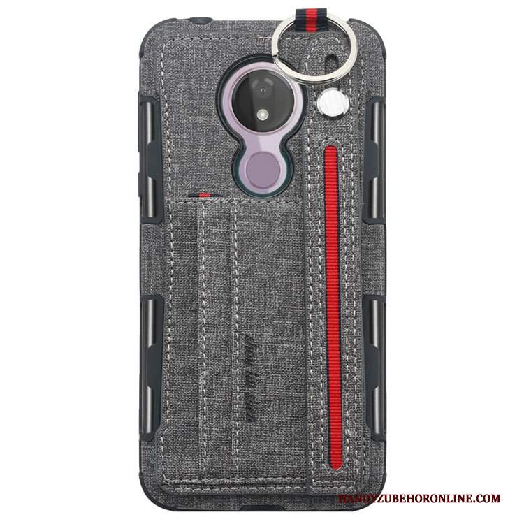 Custodia Moto G7 Power Pelle Telefono Ornamenti Appesi, Cover Moto G7 Power Creativo Grigio Supporto