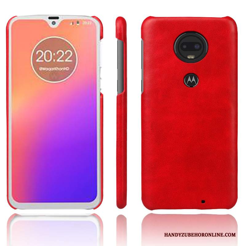 Custodia Moto G7 Vintage Anti-caduta Di Personalità, Cover Moto G7 Pelle Rossotelefono