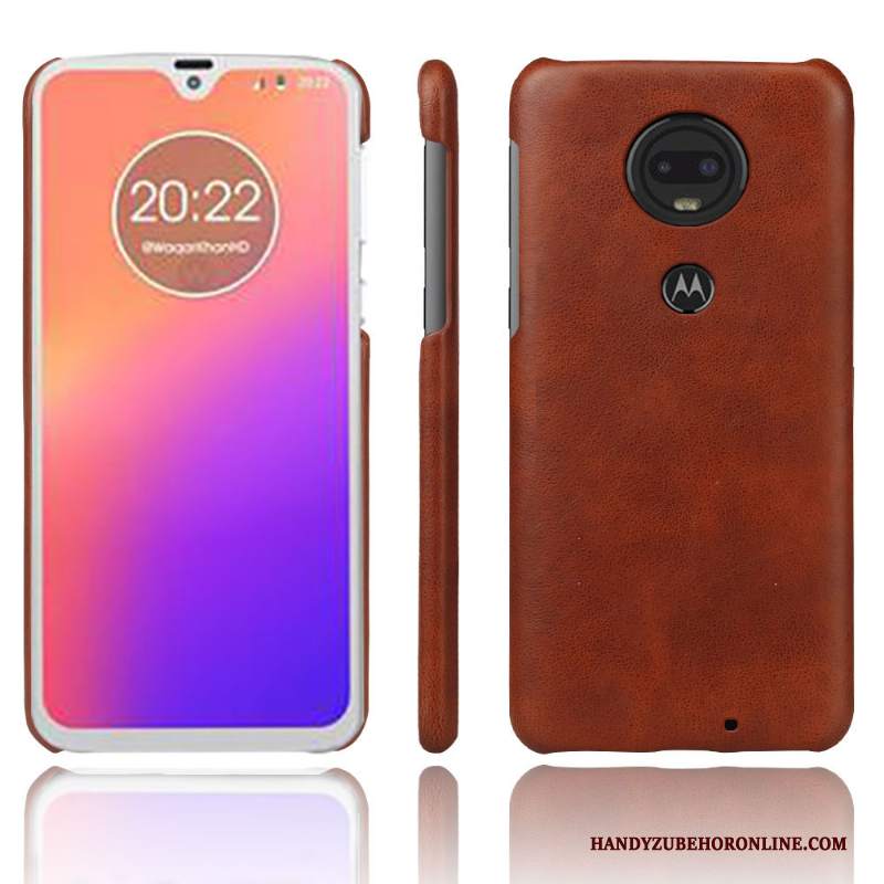 Custodia Moto G7 Vintage Anti-caduta Di Personalità, Cover Moto G7 Pelle Rossotelefono