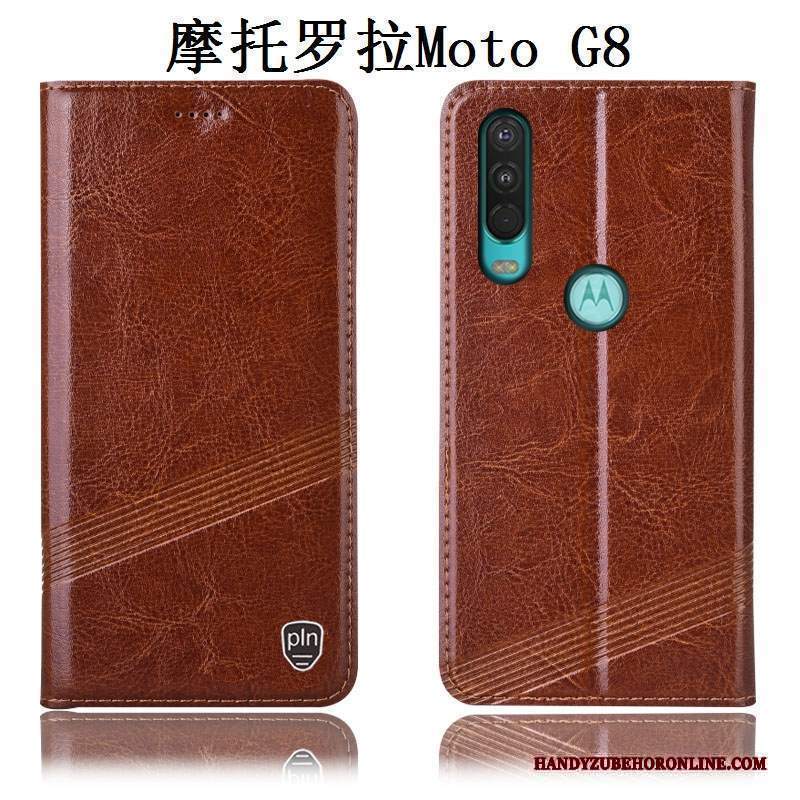 Custodia Moto G8 Pelle Anti-caduta Rosso, Cover Moto G8 Protezione Tutto Inclusotelefono