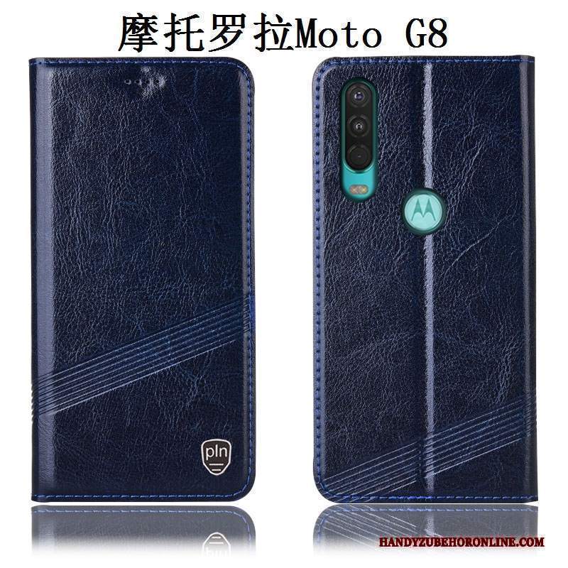 Custodia Moto G8 Pelle Anti-caduta Rosso, Cover Moto G8 Protezione Tutto Inclusotelefono