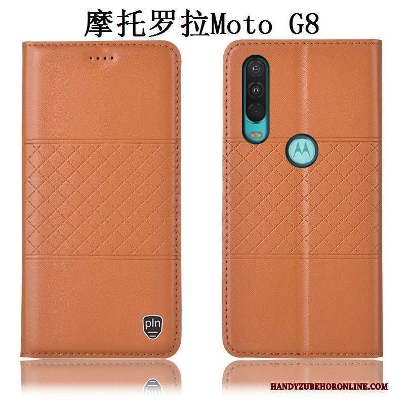 Custodia Moto G8 Pelle Anti-caduta Rosso, Cover Moto G8 Protezione Tutto Inclusotelefono