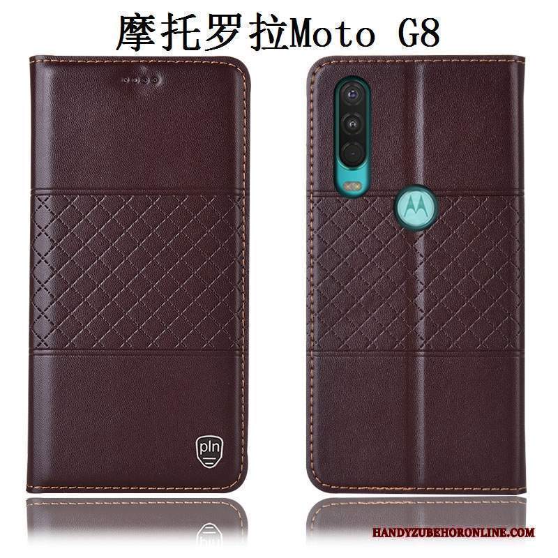 Custodia Moto G8 Pelle Anti-caduta Rosso, Cover Moto G8 Protezione Tutto Inclusotelefono