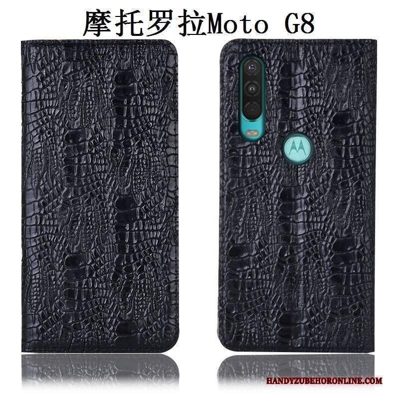 Custodia Moto G8 Pelle Anti-cadutatelefono, Cover Moto G8 Protezione Blu Tutto Incluso