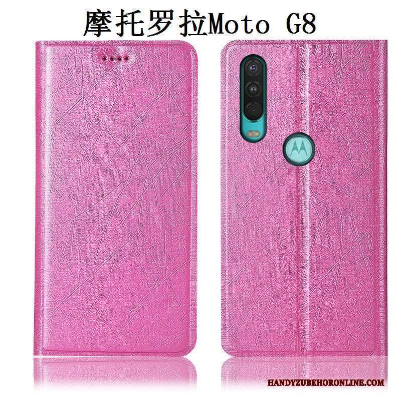 Custodia Moto G8 Pelle Orotelefono, Cover Moto G8 Protezione Seta Tutto Incluso