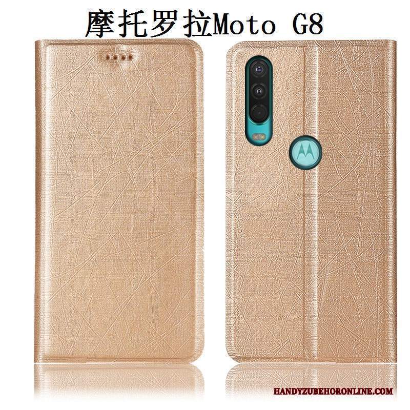 Custodia Moto G8 Pelle Orotelefono, Cover Moto G8 Protezione Seta Tutto Incluso