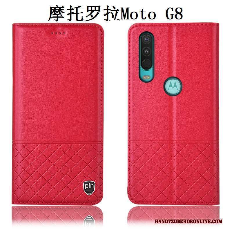 Custodia Moto G8 Pelle Tutto Inclusotelefono, Cover Moto G8 Protezione Anti-caduta Marrone