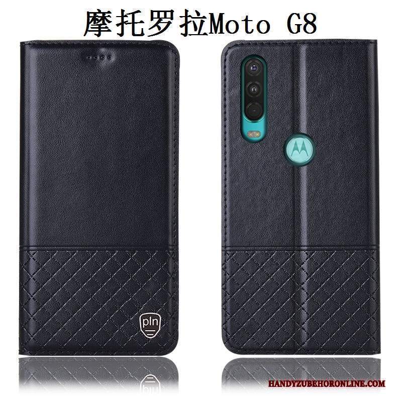 Custodia Moto G8 Pelle Tutto Inclusotelefono, Cover Moto G8 Protezione Anti-caduta Marrone