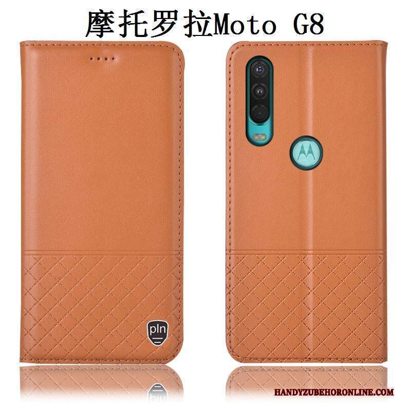 Custodia Moto G8 Pelle Tutto Inclusotelefono, Cover Moto G8 Protezione Anti-caduta Marrone