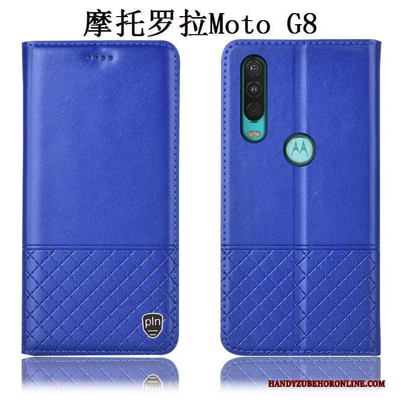 Custodia Moto G8 Pelle Tutto Inclusotelefono, Cover Moto G8 Protezione Anti-caduta Marrone