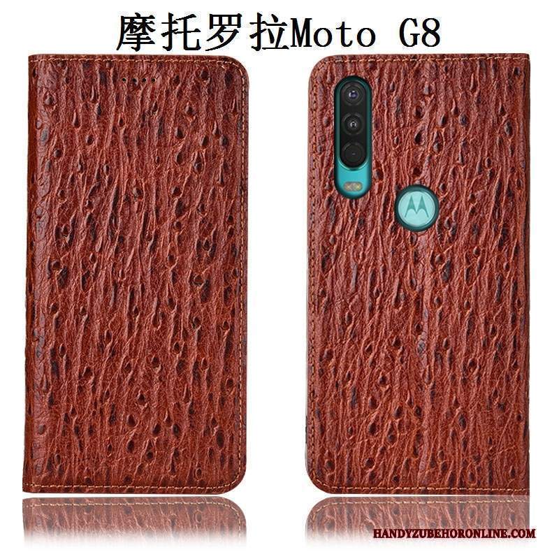 Custodia Moto G8 Pelle Uccello Blu Scuro, Cover Moto G8 Protezione Telefono Anti-caduta