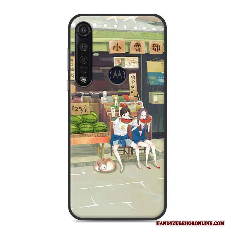 Custodia Moto G8 Plus Morbido Piccola, Cover Moto G8 Plus Nerotelefono