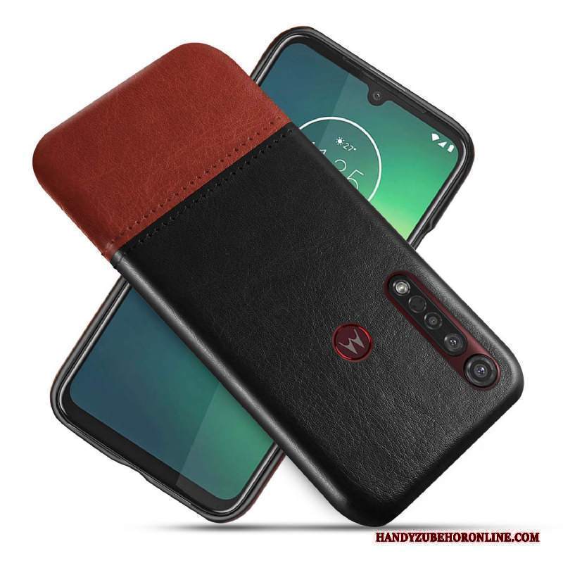 Custodia Moto G8 Plus Protezione Affari Nero, Cover Moto G8 Plus Pelle Telefono Bicolore