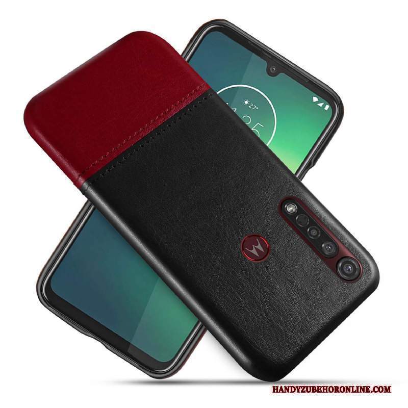 Custodia Moto G8 Plus Protezione Affari Nero, Cover Moto G8 Plus Pelle Telefono Bicolore