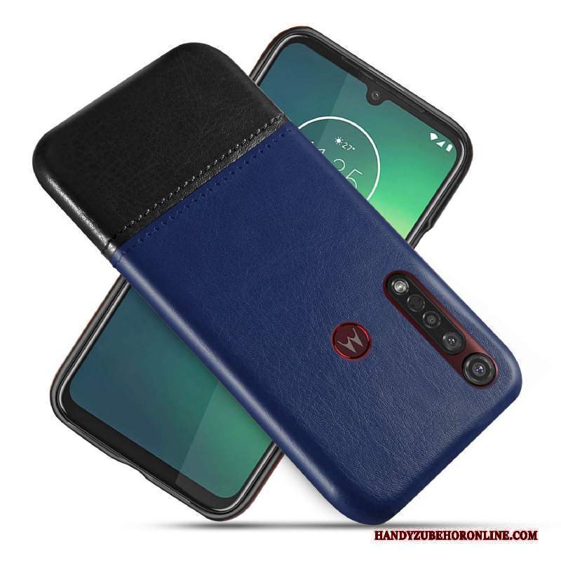 Custodia Moto G8 Plus Protezione Affari Nero, Cover Moto G8 Plus Pelle Telefono Bicolore