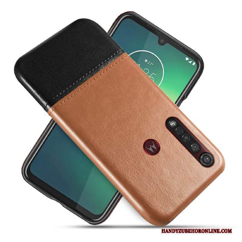 Custodia Moto G8 Plus Protezione Affari Nero, Cover Moto G8 Plus Pelle Telefono Bicolore