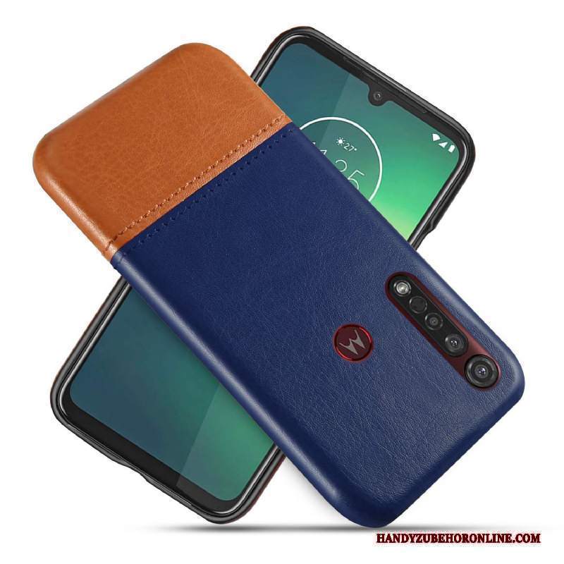 Custodia Moto G8 Plus Protezione Affari Nero, Cover Moto G8 Plus Pelle Telefono Bicolore