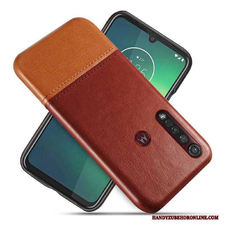 Custodia Moto G8 Plus Protezione Affari Nero, Cover Moto G8 Plus Pelle Telefono Bicolore