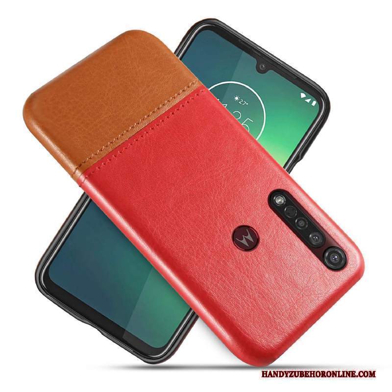 Custodia Moto G8 Plus Protezione Affari Nero, Cover Moto G8 Plus Pelle Telefono Bicolore