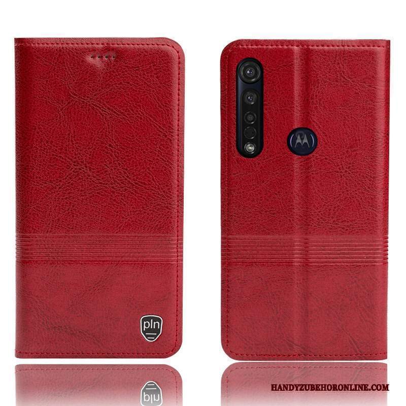 Custodia Moto G8 Plus Protezione Anti-caduta Rosso, Cover Moto G8 Plus Pelle Tutto Inclusotelefono