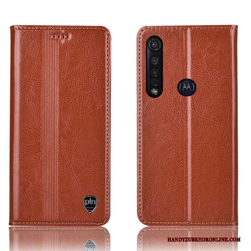 Custodia Moto G8 Plus Protezione Telefono Anti-caduta, Cover Moto G8 Plus Pelle Rosso Tutto Incluso