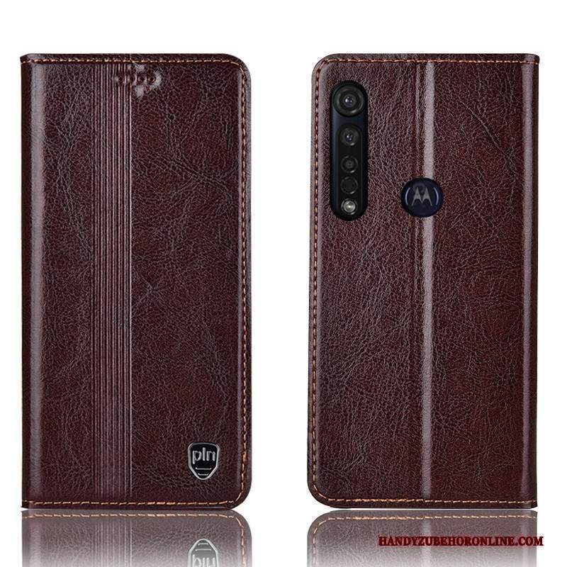 Custodia Moto G8 Plus Protezione Telefono Anti-caduta, Cover Moto G8 Plus Pelle Rosso Tutto Incluso