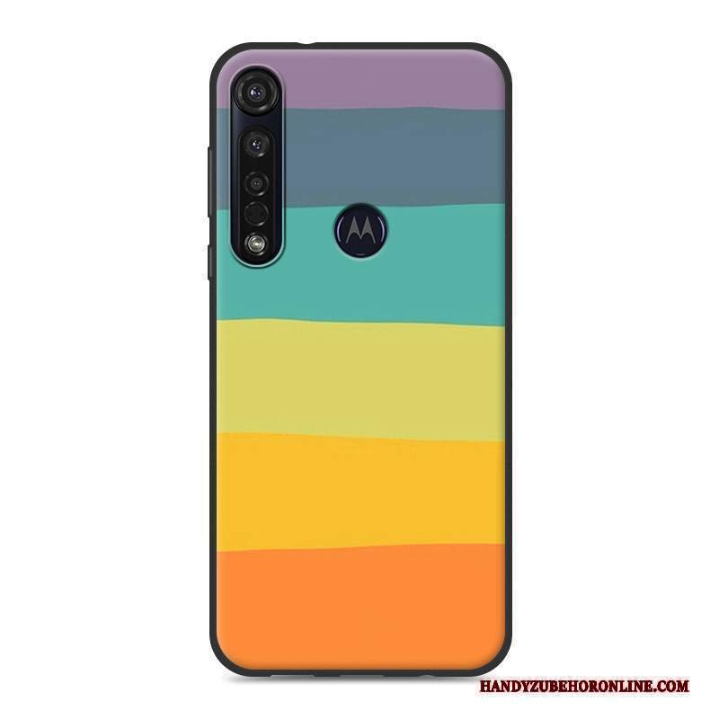 Custodia Moto G8 Plus Silicone Bianco Tendenza, Cover Moto G8 Plus Cartone Animato Macchiati Morbido