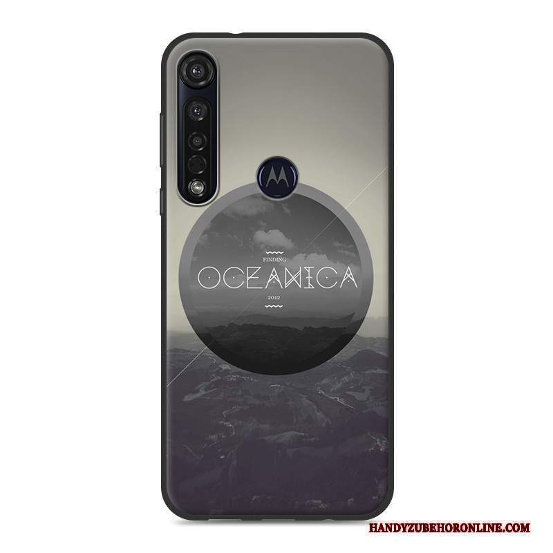 Custodia Moto G8 Plus Silicone Bianco Tendenza, Cover Moto G8 Plus Cartone Animato Macchiati Morbido