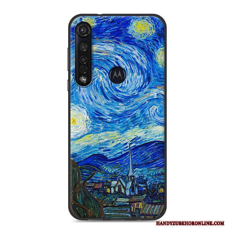 Custodia Moto G8 Plus Silicone Bianco Tendenza, Cover Moto G8 Plus Cartone Animato Macchiati Morbido