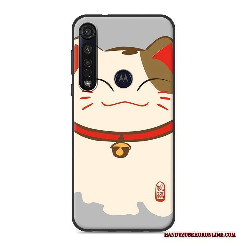 Custodia Moto G8 Plus Silicone Bianco Tendenza, Cover Moto G8 Plus Cartone Animato Macchiati Morbido