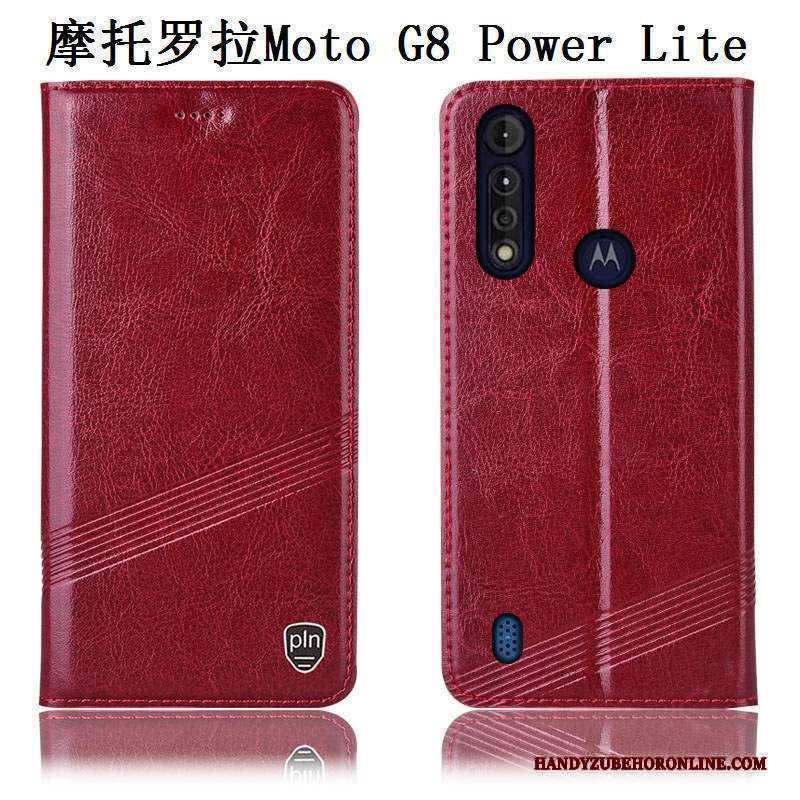 Custodia Moto G8 Power Lite Pelle Anti-cadutatelefono, Cover Moto G8 Power Lite Protezione Modello Nero