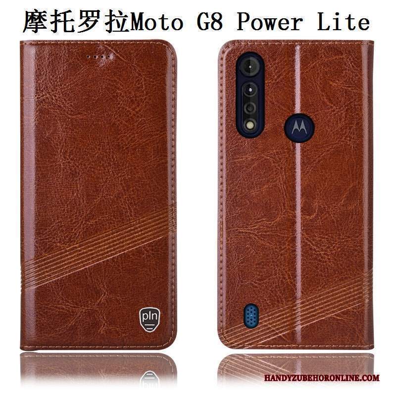 Custodia Moto G8 Power Lite Pelle Anti-cadutatelefono, Cover Moto G8 Power Lite Protezione Modello Nero