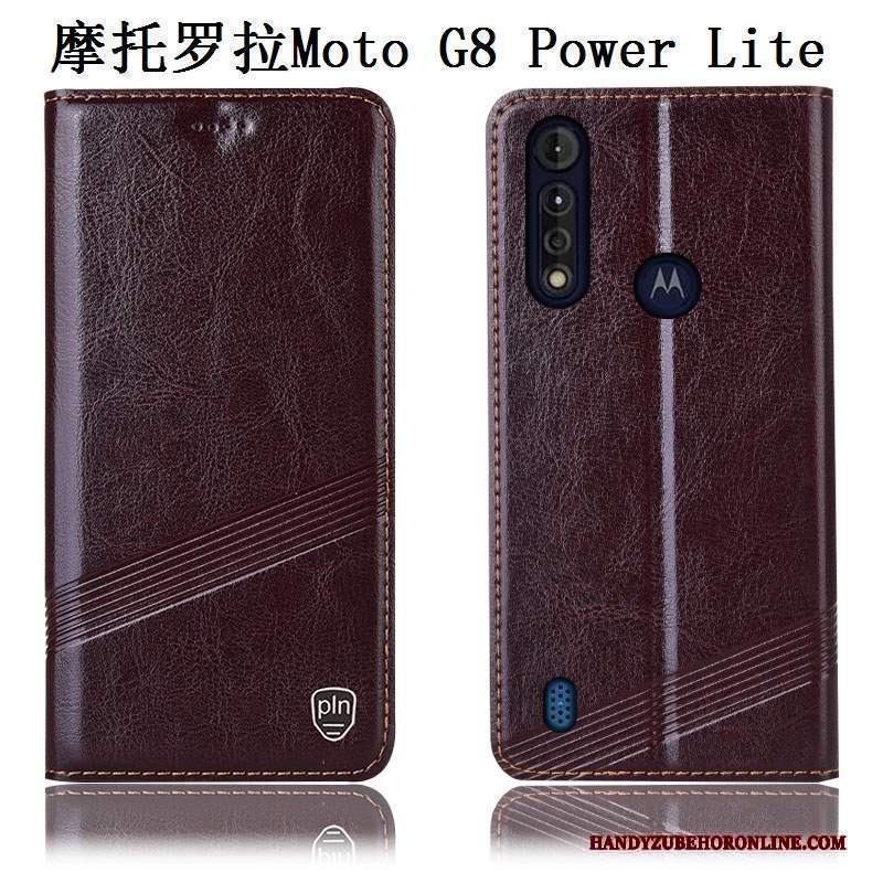 Custodia Moto G8 Power Lite Pelle Anti-cadutatelefono, Cover Moto G8 Power Lite Protezione Modello Nero