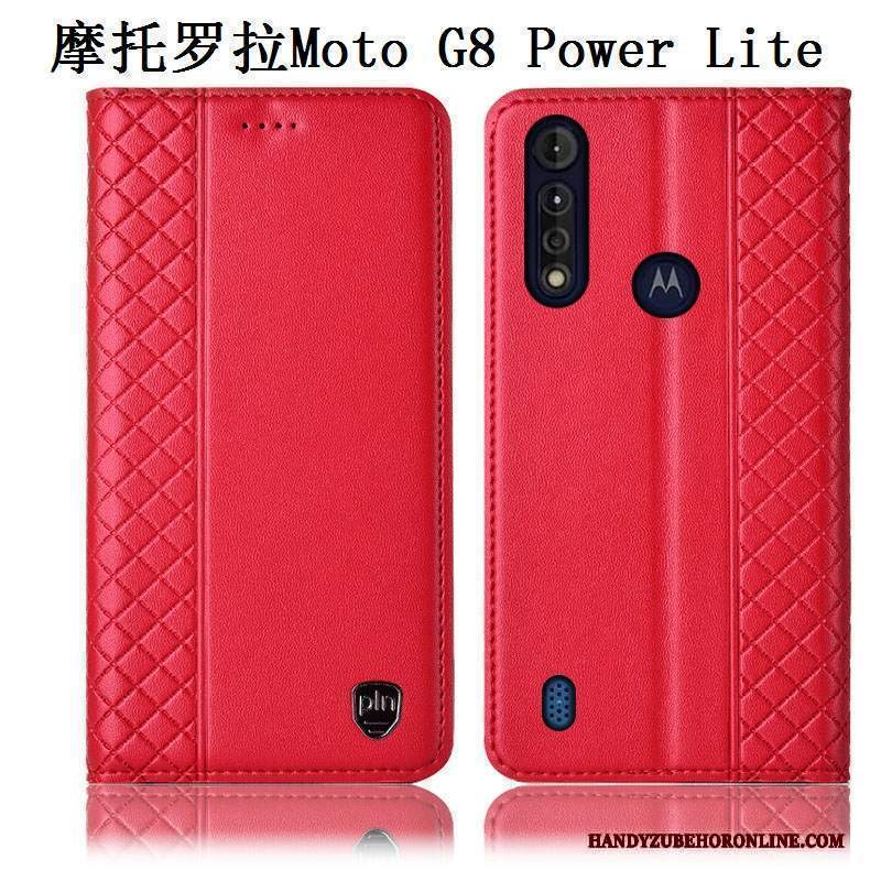 Custodia Moto G8 Power Lite Pelle Telefono Anti-caduta, Cover Moto G8 Power Lite Protezione Marrone Tutto Incluso