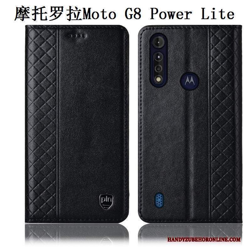 Custodia Moto G8 Power Lite Pelle Telefono Anti-caduta, Cover Moto G8 Power Lite Protezione Marrone Tutto Incluso