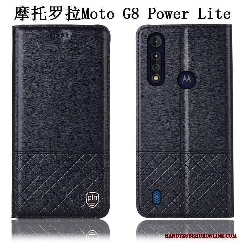 Custodia Moto G8 Power Lite Pelle Telefono Blu, Cover Moto G8 Power Lite Anti-caduta