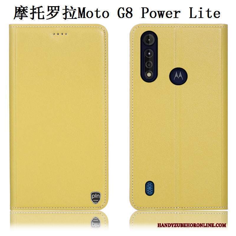 Custodia Moto G8 Power Lite Protezione Anti-caduta Modello, Cover Moto G8 Power Lite Pelle Telefono Giallo