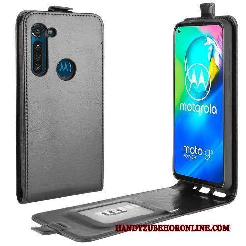 Custodia Moto G8 Power Pelle Affari Nero, Cover Moto G8 Power Folio Tendenza Supporto