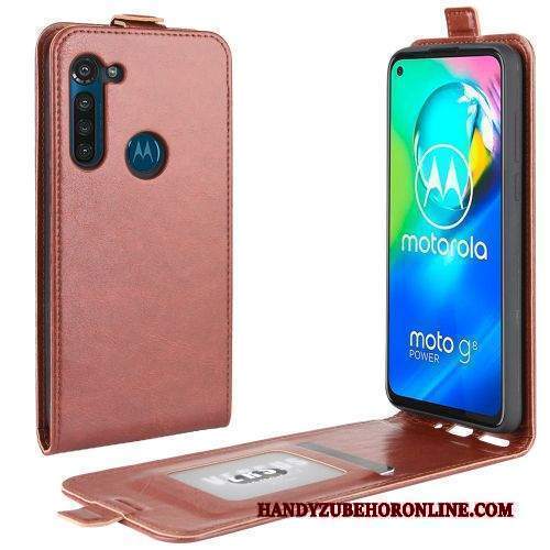 Custodia Moto G8 Power Pelle Affari Nero, Cover Moto G8 Power Folio Tendenza Supporto