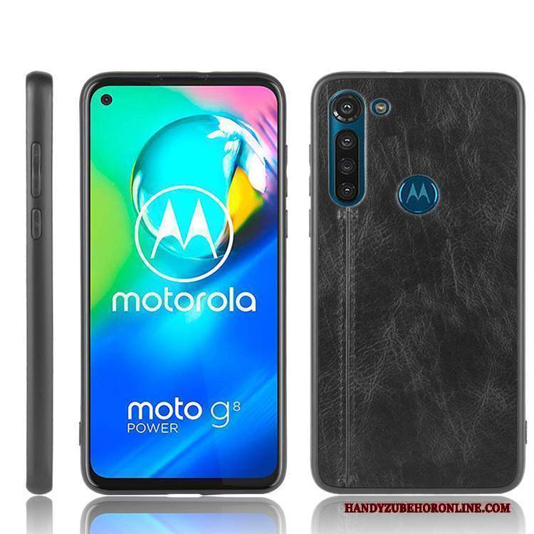 Custodia Moto G8 Power Pelle Tutto Incluso Difficile, Cover Moto G8 Power Protezione Telefono Nero