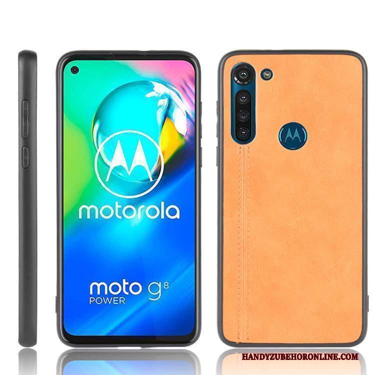 Custodia Moto G8 Power Pelle Tutto Incluso Difficile, Cover Moto G8 Power Protezione Telefono Nero