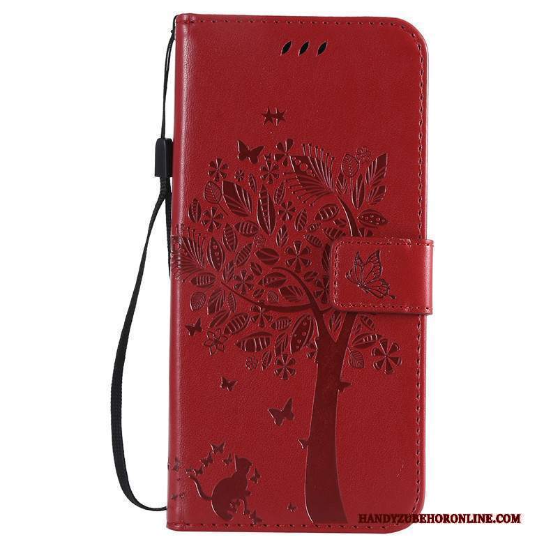 Custodia Moto G8 Protezione Rosso Gattino, Cover Moto G8 Pelle Telefono Anti-caduta