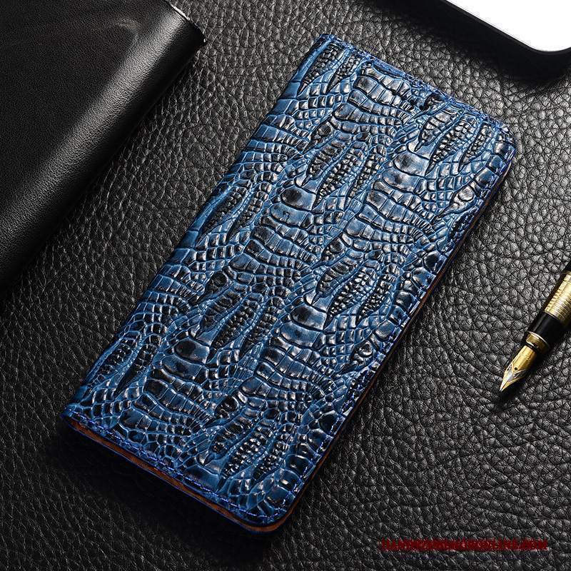 Custodia Moto G8 Protezione Telefono Modello Coccodrillo, Cover Moto G8 Pelle Blu Tutto Incluso