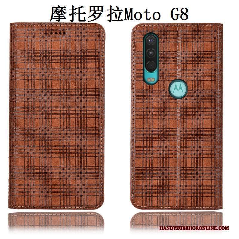 Custodia Moto G8 Protezione Tutto Incluso Velluto, Cover Moto G8 Pelle Telefono Grigio