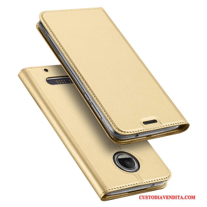 Custodia Moto Z 2018 Pelle Carta Oro, Cover Moto Z 2018 Protezione Telefono Supporto