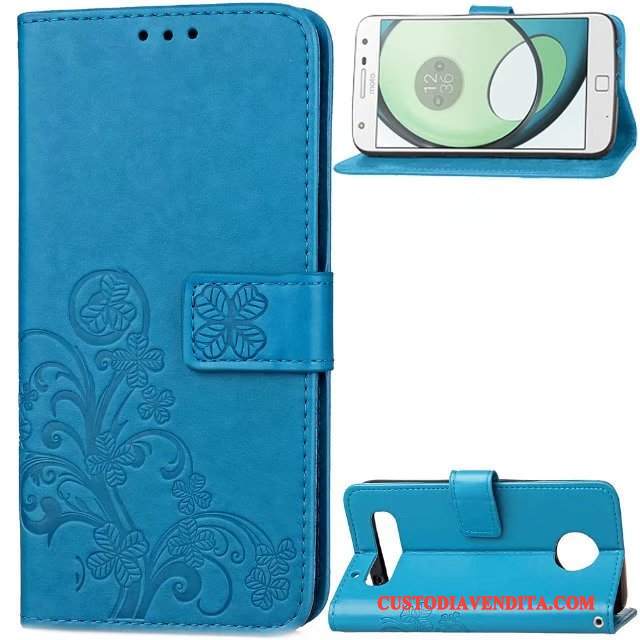 Custodia Moto Z Play Pelle Affari Blu, Cover Moto Z Play Folio Tendenza Anti-caduta