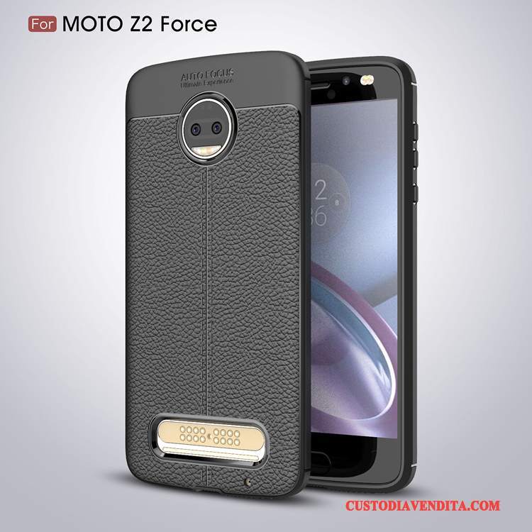 Custodia Moto Z2 Force Edition Silicone Morbido Nero, Cover Moto Z2 Force Edition Protezione Tutto Incluso Anti-caduta