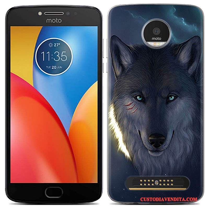 Custodia Moto Z2 Play Creativo Blu Morbido, Cover Moto Z2 Play Cartone Animato Telefono