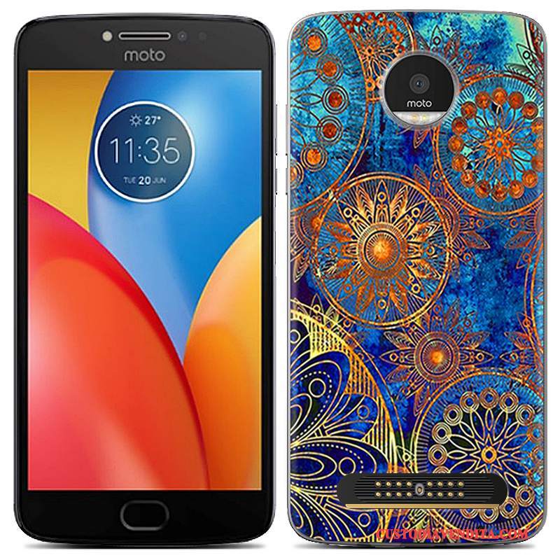 Custodia Moto Z2 Play Creativo Blu Morbido, Cover Moto Z2 Play Cartone Animato Telefono