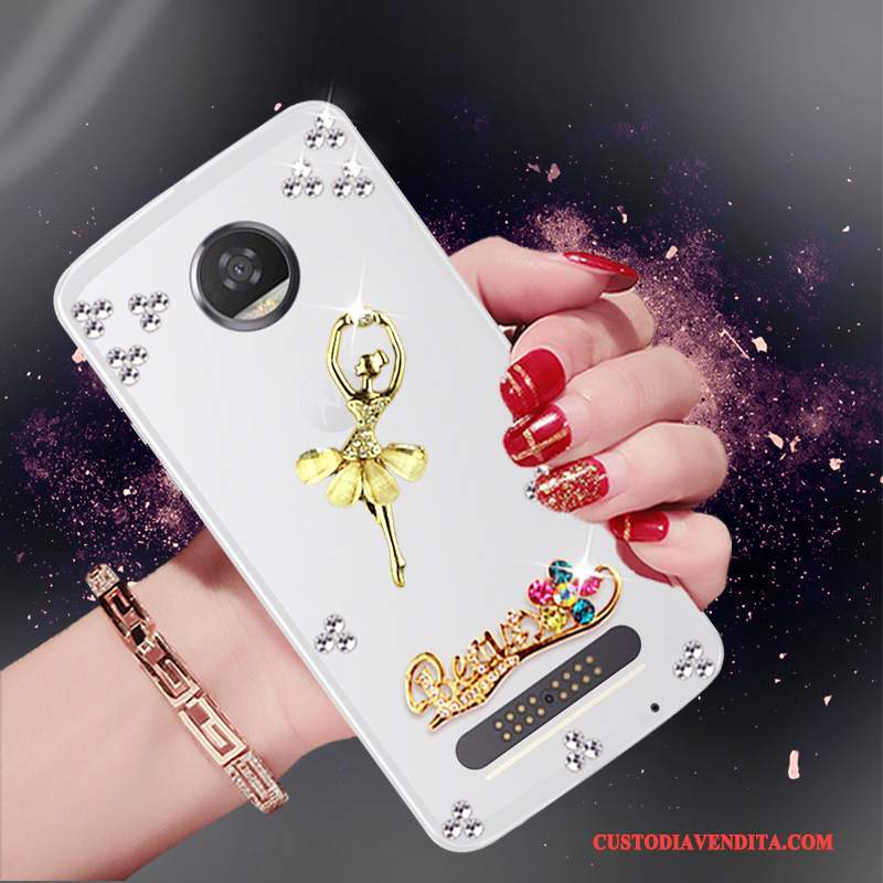 Custodia Moto Z2 Play Strass Morbido Oro, Cover Moto Z2 Play Protezione Telefono